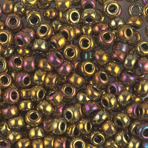 Metallic Gold Iris Miyuki size 6/0 Colour  0462, 20g approx.