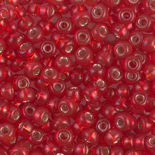 Silver Lined Red, Colour 0140S Miyuki 6/0 Seed Beads, 20g approx.