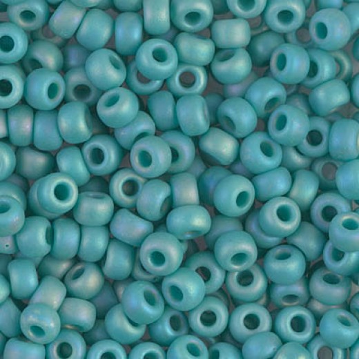 Turquoise Green Opaque AB Matte Miyuki size 6/0 Colour  0412FR, 20g approx.