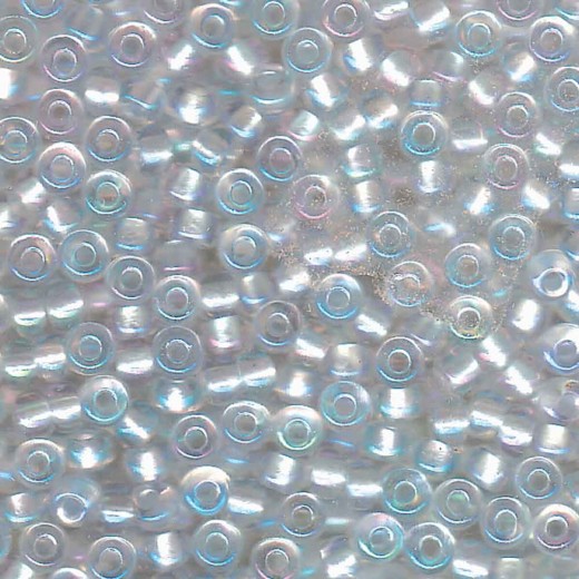 Pearlised Fancy Soft white Lined AB Miyuki 6/0 Seed Beads, 20g, Colour 3637