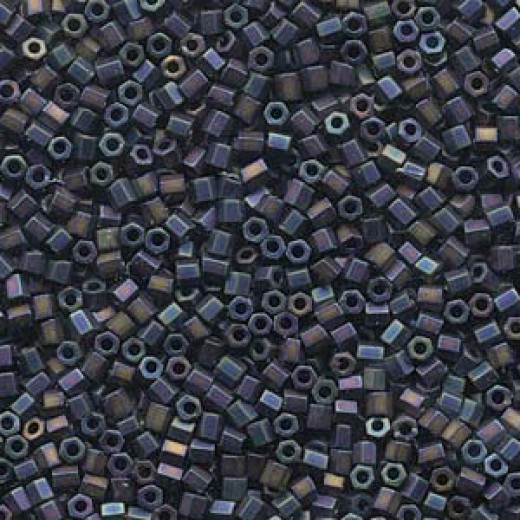 Size 8/0 Miyuki Cut Seed Beads, Matte Black AB, Colour 0401FR, Approx 22 Grams