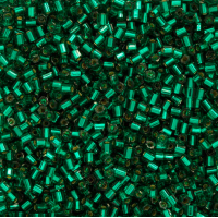 Size 8/0 Miyuki Cut Seed Beads, Silver Lined Emerald, Colour 0017, Approx 22 Grams