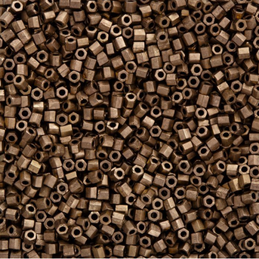 Size 8/0 Miyuki Cut Seed Beads, Matte Metallic Dark Bronze, Colour 2006, Approx 22 Grams