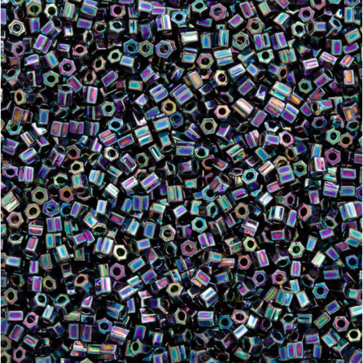 Size 8/0 Miyuki Cut Seed Beads, Variegated Blue Iris, Colour 0455, Approx 22 Grams