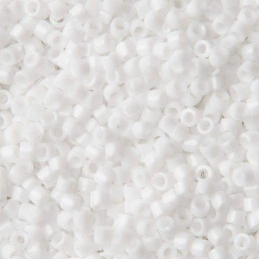 DBL0200 Chalk White Opaque Size 8/0 Miyuki Delica Beads, Colour Code 0200, 5.2g approx.