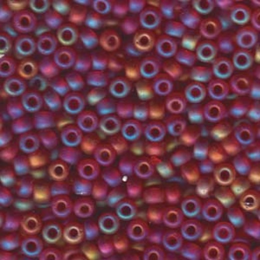 Transparent Matte Red AB, Colour 0141FR Miyuki 6/0 Seed Beads, wholesale pack, 250g approx.