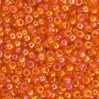 Transparent Orange AB, Miyuki Size 8/0 seed beads, Colour 0253, 22gm Transparent Orange AB, Miyuki Size 8/0 seed beads, Colour 0253, 22gm