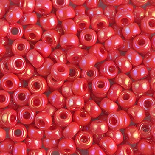 Red Vermillion Opaque AB Miyuki size 6/0 Colour  0407R, 20g approx.