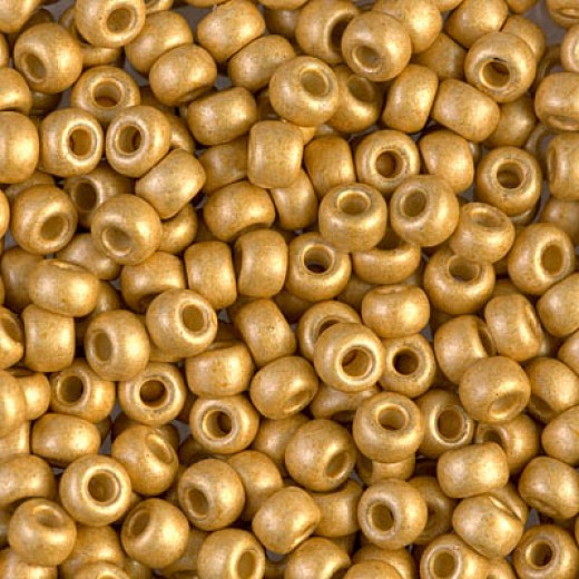 Gold Matte Duracoat Galvanised, Size 8/0 seed beads,, colour 4202F, Wholesale 250g pack.