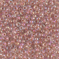 Dark Peach Lined Crystal AB Miyuki 8/0 seed beads colour 0275, 22Grms approx.