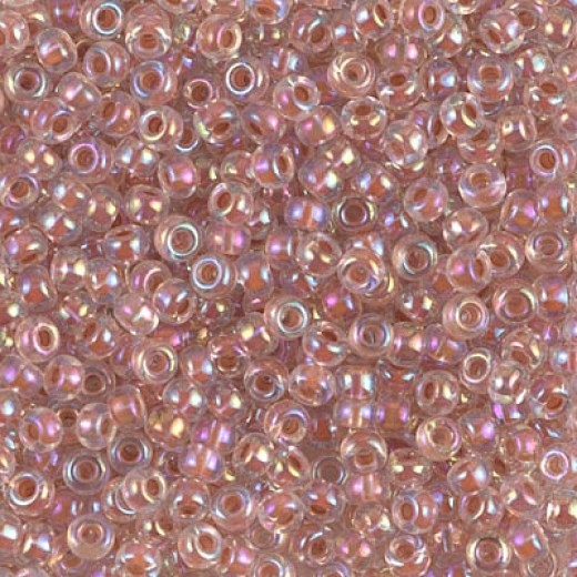Dark Peach Lined Crystal AB Miyuki 8/0 seed beads colour 0275, 22Grms approx.