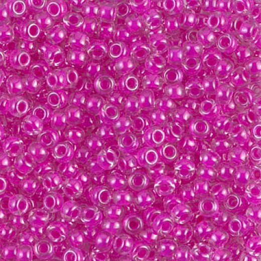 Miyuki Seed beads - 8/0 - Fuchsia Lined Crystal, colour 0209, - 22grms