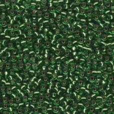 Silver Lined Transparent Green Miyuki 8/0 Seed Beads, 22g, Colour 0015