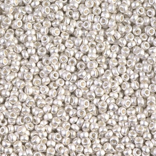 Matt Bright Sterling Silver Plated  Miyuki 15/0 Seed Beads, 25g, Colour 0961F
