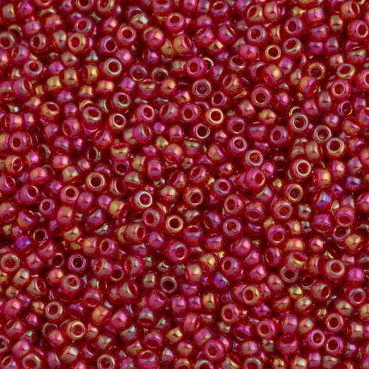 Red AB Transparent Miyuki 15/0 Seed Beads, 8.2g approx. , Colour 254