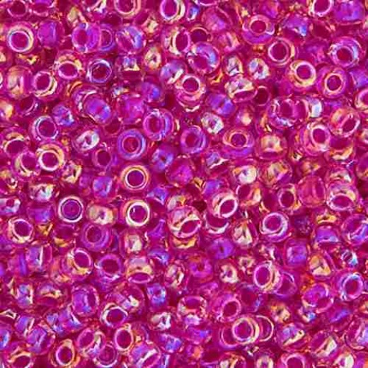 Crystal Hot Pink Lined AB Miyuki 15/0 Seed Beads, 100g, Colour 0355