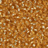 Dark Gold Silver Lined Miyuki 8/0 Seed Beads, Approx 22g, Colour 0004