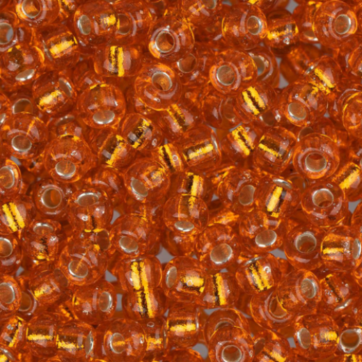Orange Silver Lined Miyuki 8/0 Seed Beads, Approx 22g, Colour 0008