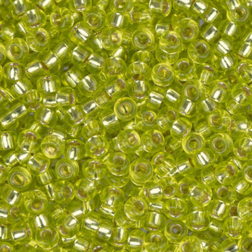 Chartreuse Silver Lined 0014, Miyuki Size 8/0 Seed Beads, 250 Grams