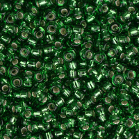Green Silver Lined, Miyuki 11/0 Seed Beads, Colour 0016, 22g Approx