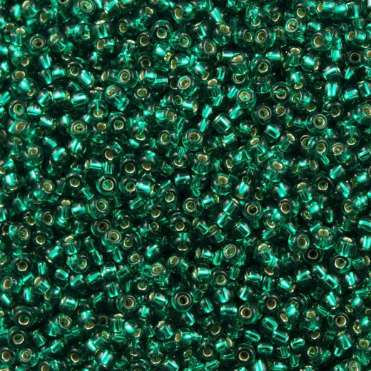 Miyuki Size 11 Seed Beads, Emerald Green Silver Lined, Colour 0017, 250 Grams