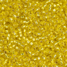 Yellow Silver Lined, Miyuki 11/0 Seed Beads, Colour 0006, 22g Approx