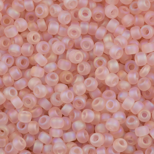 Miyuki Size 15 Seed Beads, Matte Transparent Light Tea Rose, Colour 0155FR, 8.2 Grams