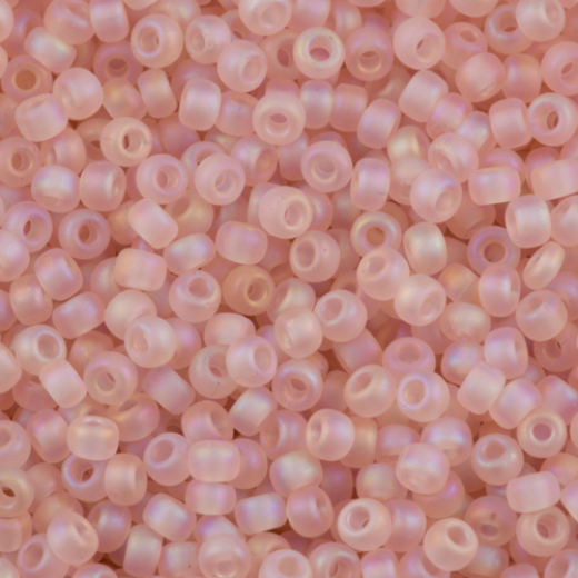 Miyuki Size 15 Seed Beads, Matte Transparent Light Tea Rose, Colour 0155FR, 8.2g