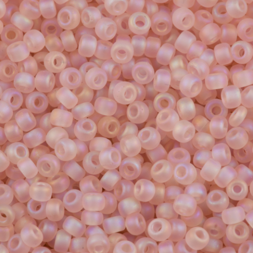 Miyuki Size 15 Seed Beads, Matte Transparent Light Tea Rose, Colour 0155FR, 8.2 Grams