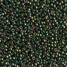 Metallic Dark Green Iris Miyuki 11/0 Seed Beads, 22g, Colour 0465