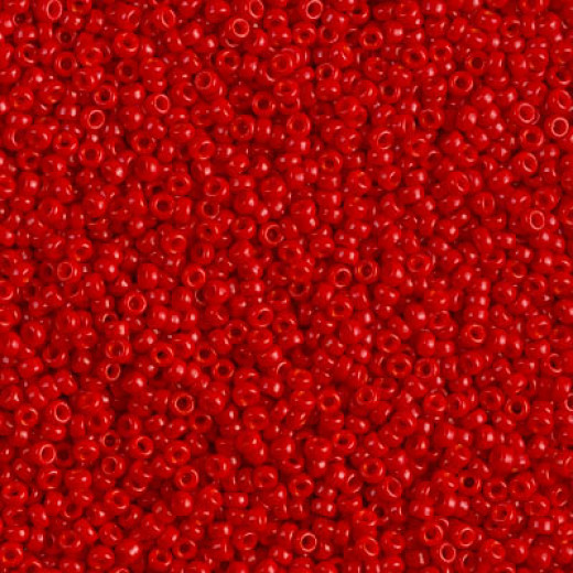 Dyed semi-frosted Opaque Bright Red, Colour 1684, Miyuki 11/0, 22g approx. Dyed semi-frosted Opaque Bright Red, Colour 1684, Miyuki 11/0, 22g approx.