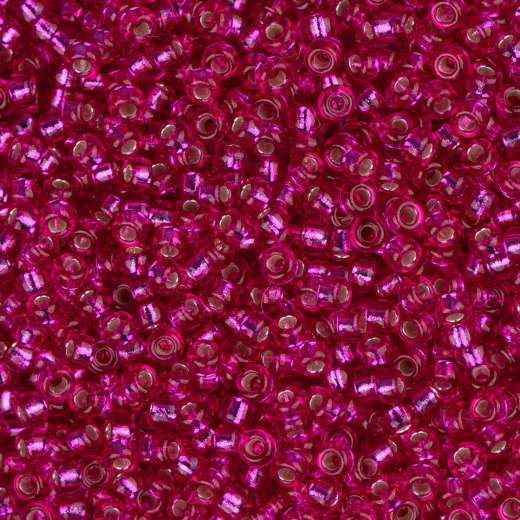 Dyed Silver Lined Raspberry, Miyuki 15/0 Seed Beads, Colour 1436, 8.2g approx.