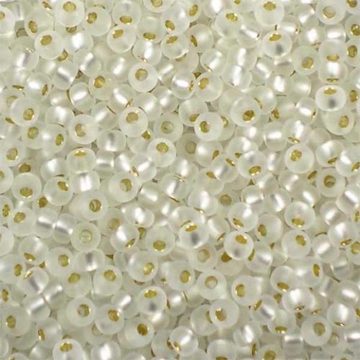 Matte Silver Lined Crystal Miyuki Size 15 Seed Beads, Colour 0001F, 8.2gm Approx.