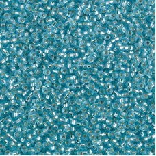 Dyed Semi-Frosted Silver Lined Aqua Miyuki 15/0 seed beads, colour 1643, 8.2g ap...