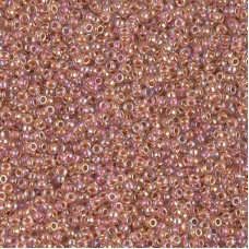 Dark Peach Lined Crystal AB Miyuki 15/0 Seed Beads, 8.2g approx. , Colour 0275