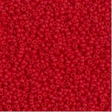 Matte Red Opaque Miyuki 15/0 Seed Beads, Colour 0408F, 8.2g approx.