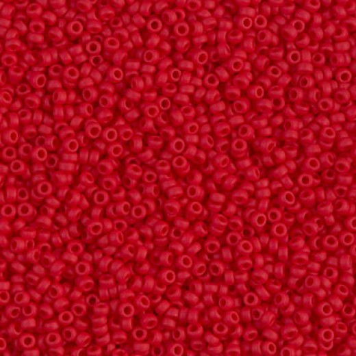 Matte Red Opaque Miyuki 15/0 Seed Beads, Colour 0408F, 8.2g approx.