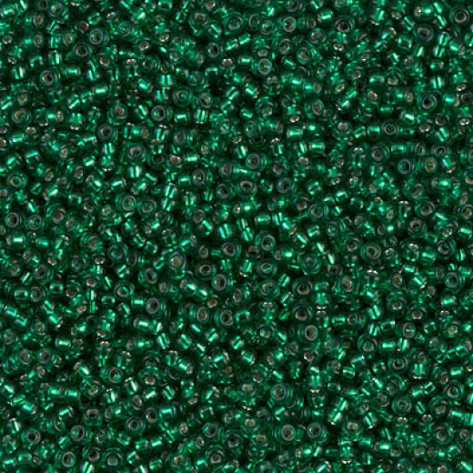 Silver Lined Emerald, Colour 1422, Miyuki Seed Beads Size 15/0, 8.2g Approx.
