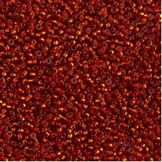 Dyed Silver Lined Dark Burnt Orange Miyuki 15/0 seed beads, colour 1434, 8.2g ap...