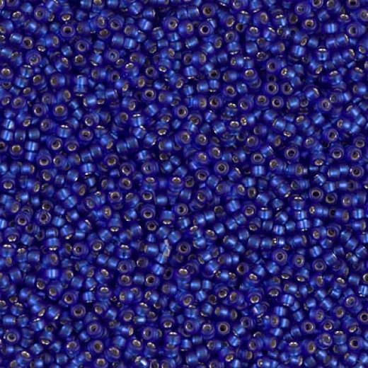Silver Lined Cobalt Matte Miyuki 15/0 seed beads, colour 0020F, 8.2g approx.