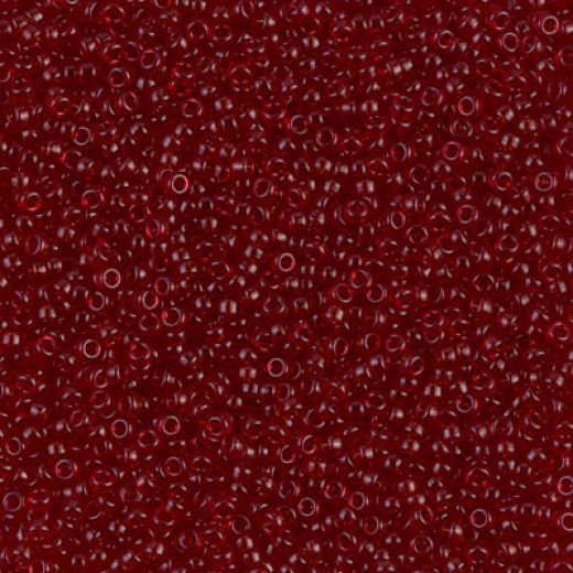 Transparent Dark Ruby Miyuki 15/0 seed beads, colour 0141D, 8.2g approx.