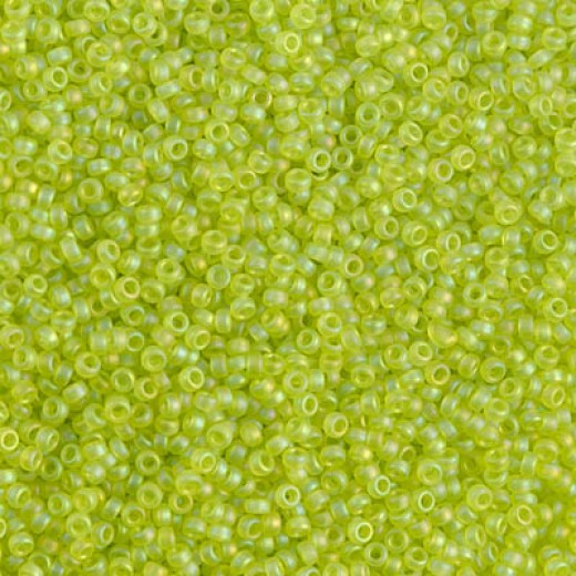 Transp Chartreuse AB Matte Miyuki 15/0 seed beads, colour 0143FR, 8.2g approx.