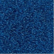 Transparent Capri Blue Miyuki 15/0 seed beads, colour 0149, 8.2g approx.