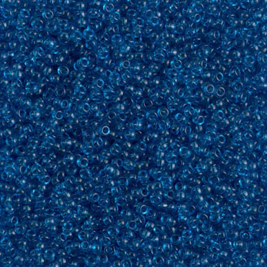 Transparent Capri Blue Miyuki 15/0 seed beads, colour 0149, 100g Wholesale Pack