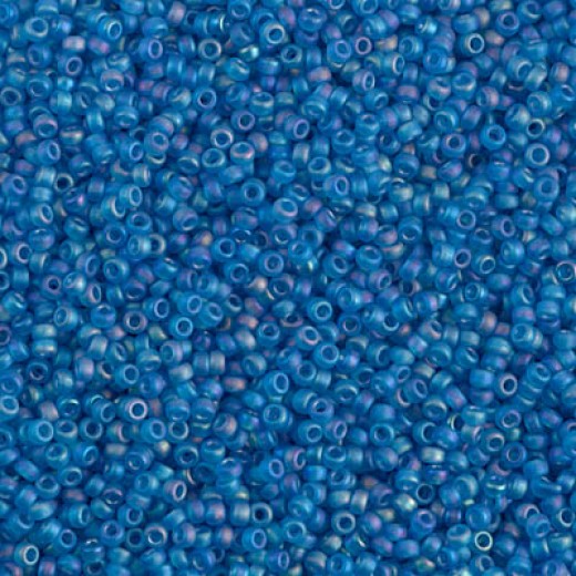 Transp Capri Blue AB Matte Miyuki 15/0 seed beads, colour 0149FR, 100g Wholesale Pack