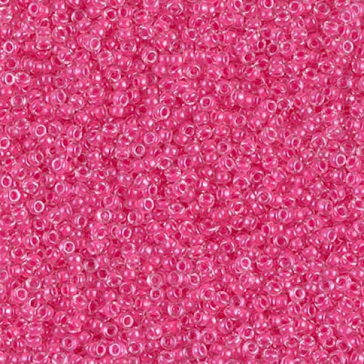 Carnation Pink Lined Crystal Miyuki 15/0 seed beads, colour 0208, 100g Wholesale Pack