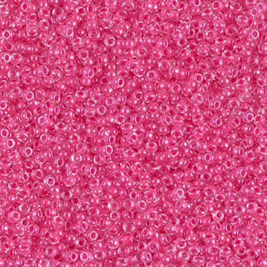 Carnation Pink Lined Crystal Miyuki 15/0 seed beads, colour 0208, 8.2g approx.