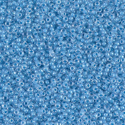 Sky Blue Lined Crystal Miyuki 15/0 seed beads, colour 0221, 8.2g approx.