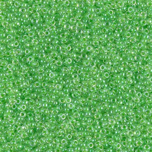 Light Green Lined Crystal Miyuki 15/0 seed beads, colour 0228, 8.2g approx.
