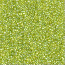 Transparent Chartreuse AB Miyuki 15/0 seed beads, colour 0258, 8.2g approx.